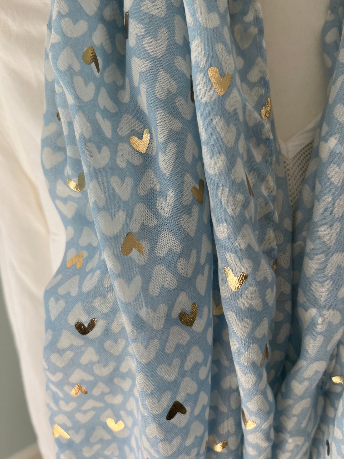 Lightweight Scarf - Love Hearts with gold foil