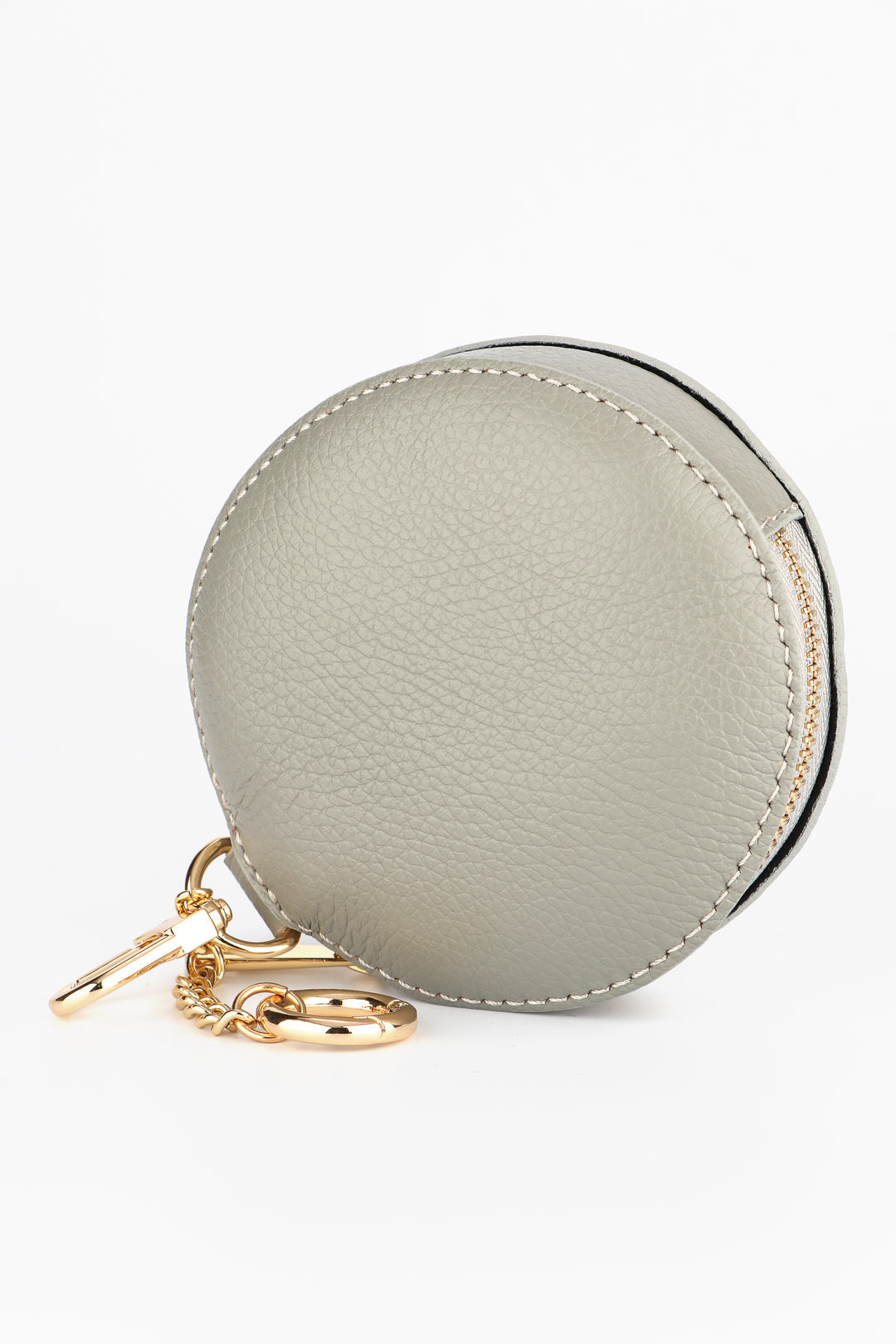 Italian Leather Round Clip-On Coin Purse