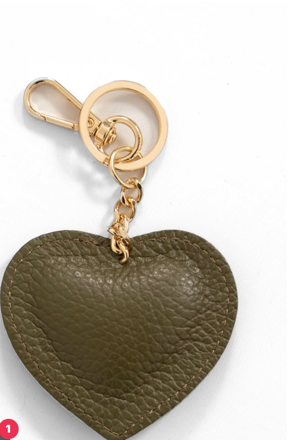 Heart shaped bag charm/keyring - leather