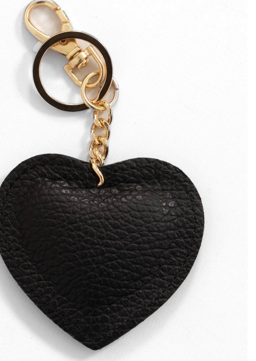 Heart shaped bag charm/keyring - leather
