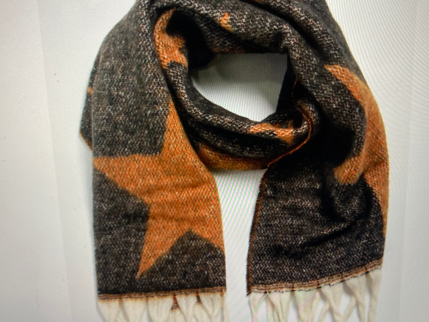 Neutral Scattered Star Print Heavyweight Scarf