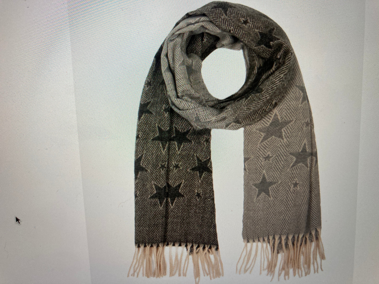 Grey and cream Ombre and Star print blanket scarf