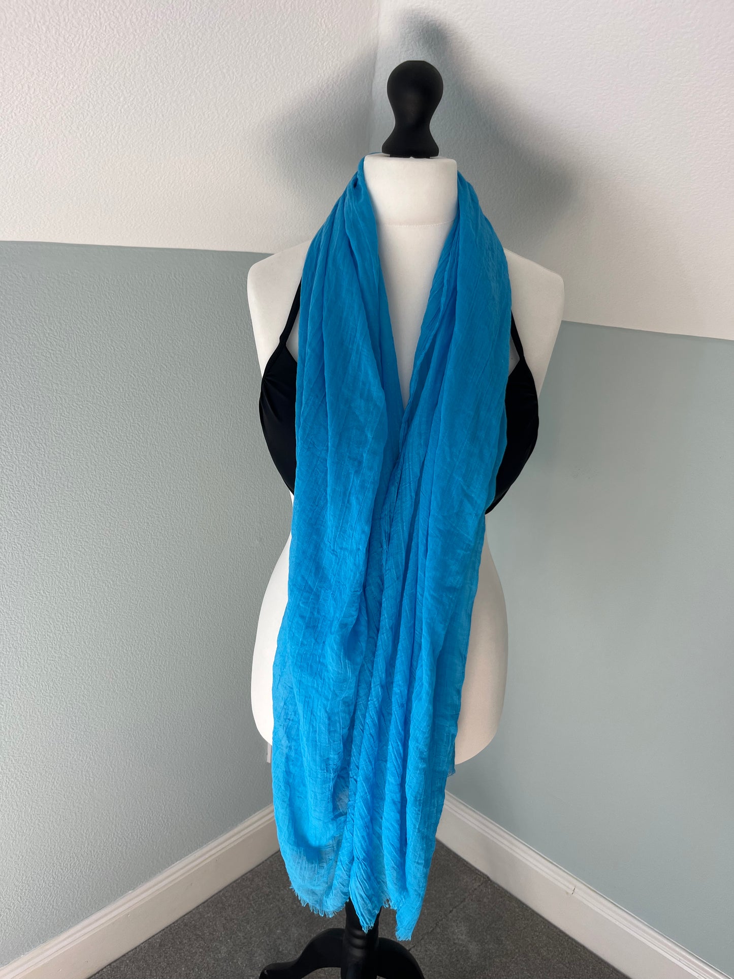 Lightweight cotton scarf/sarong - Azure blue