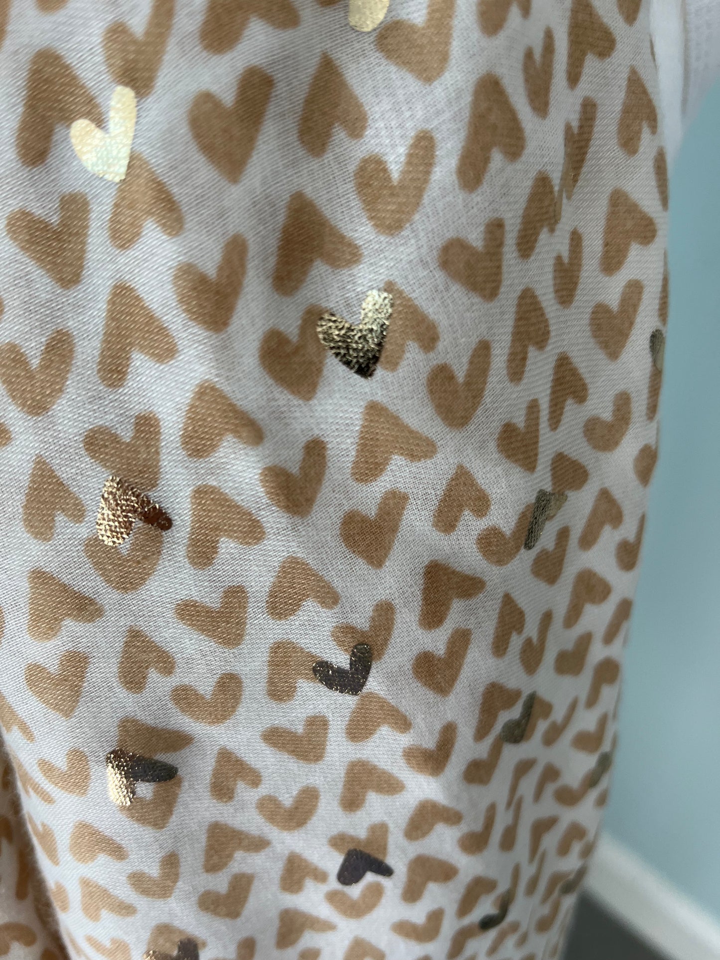 Lightweight Scarf - Love Hearts with gold foil