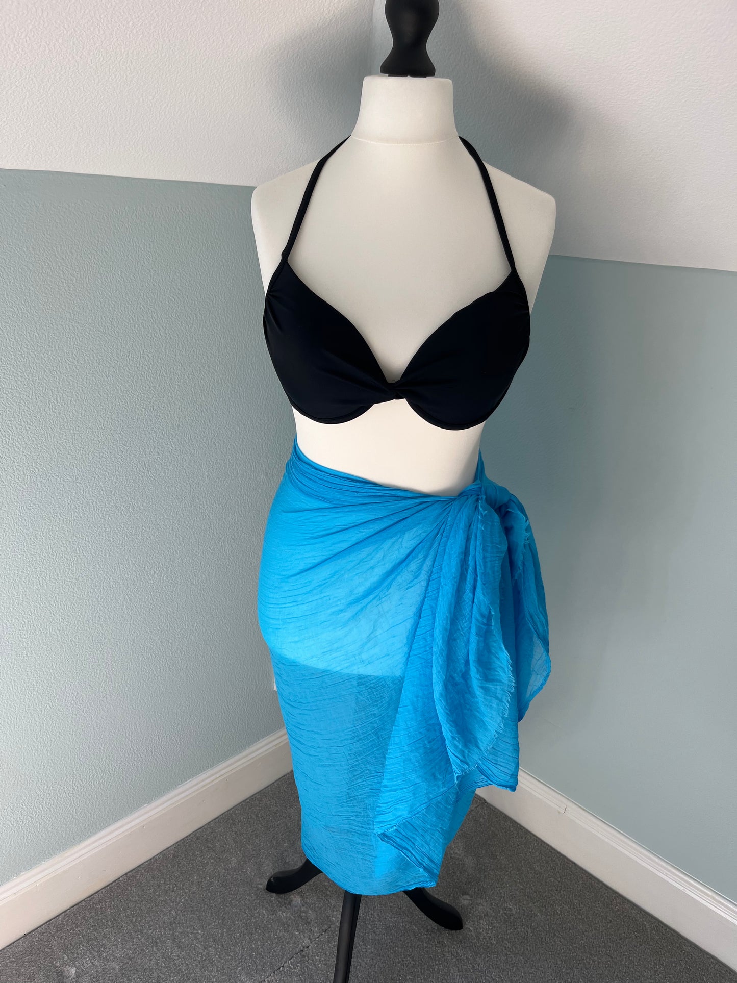 Lightweight cotton scarf/sarong - Azure blue