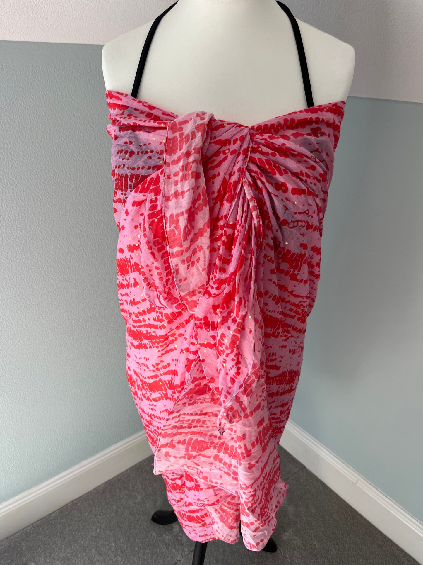 lightweight scarf/sarong- abstract pattern with gold  foil dots