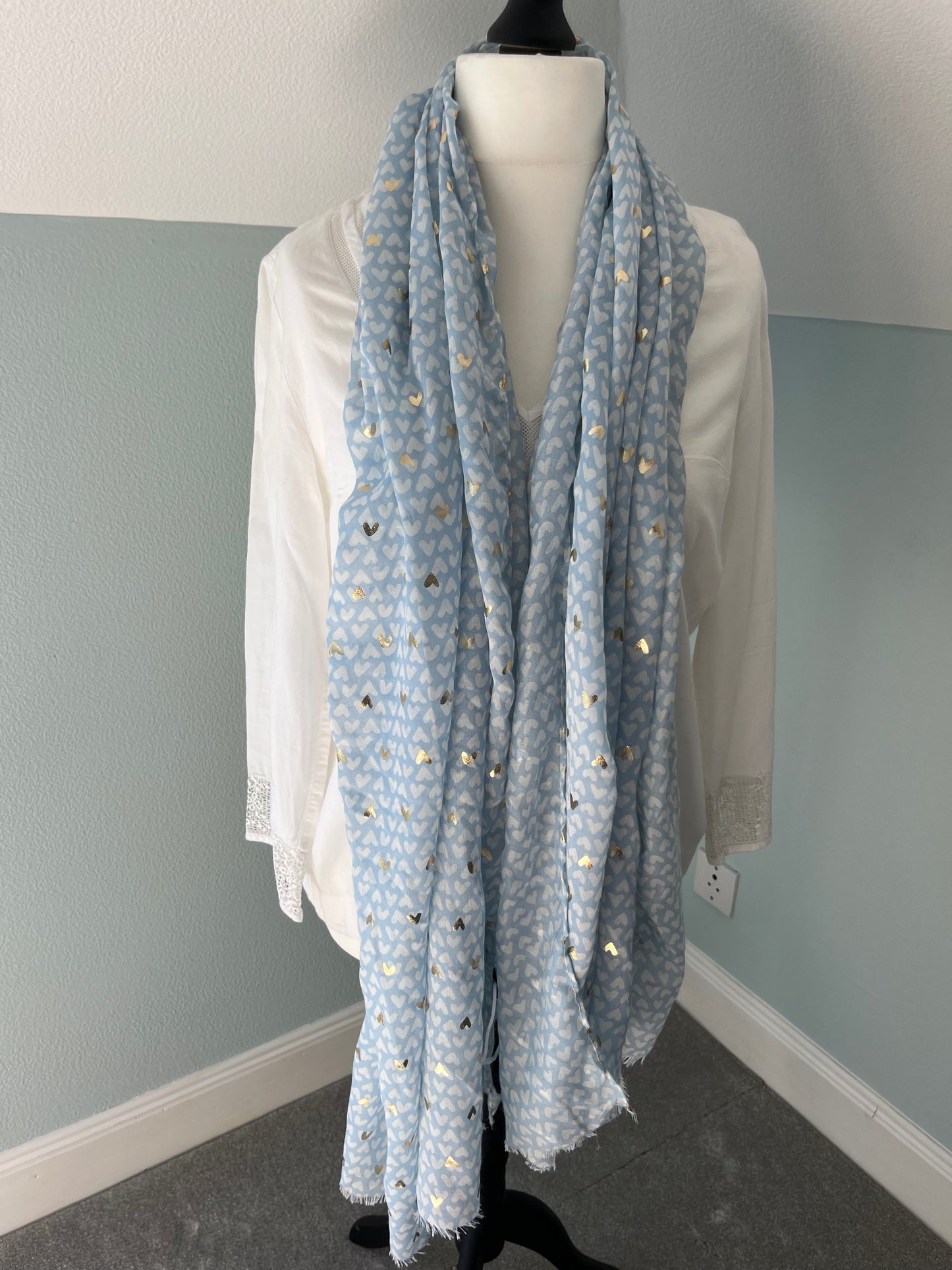 Lightweight Scarf - Love Hearts with gold foil