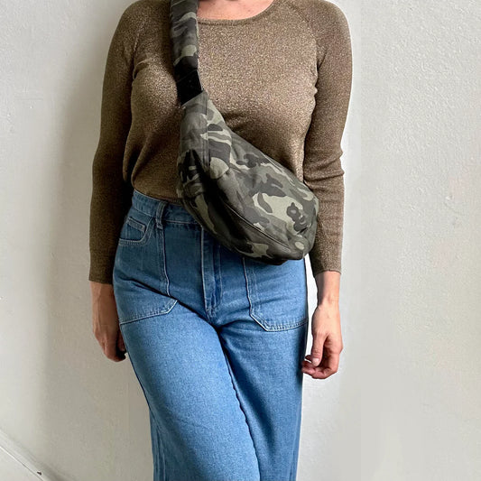 Cross body/ Sling bag- Khaki green camo- small