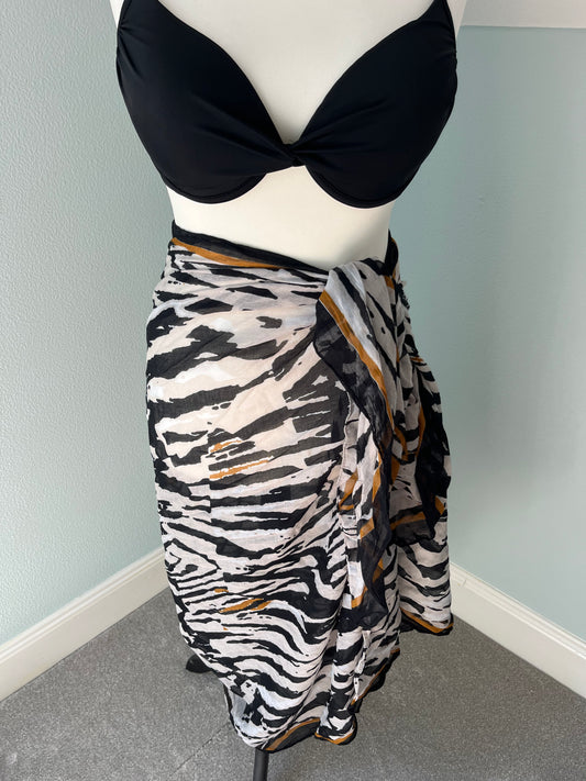 Lightweight Cotton Scarf- animal print black, cream & tan