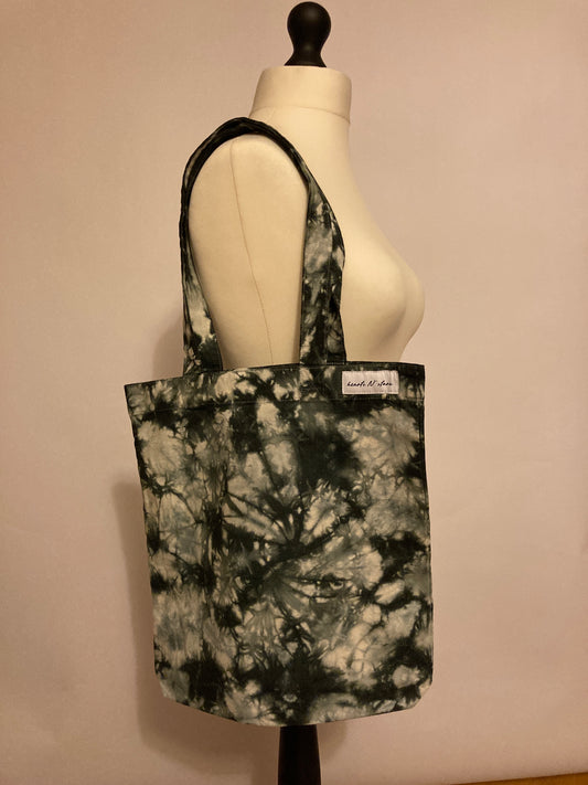 Black, white and grey tone Tie Dye Tote